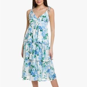 Line & Dot ~ tiered blue floral midi dress